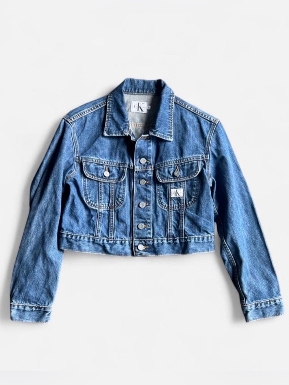 Vintage 90’s Calvin Klein cropped boxy denim jacket women’s size S made in USA